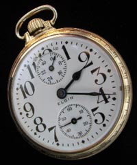 Elgin Father Time up down open face railroad pocket watch 16 size pocket watch.